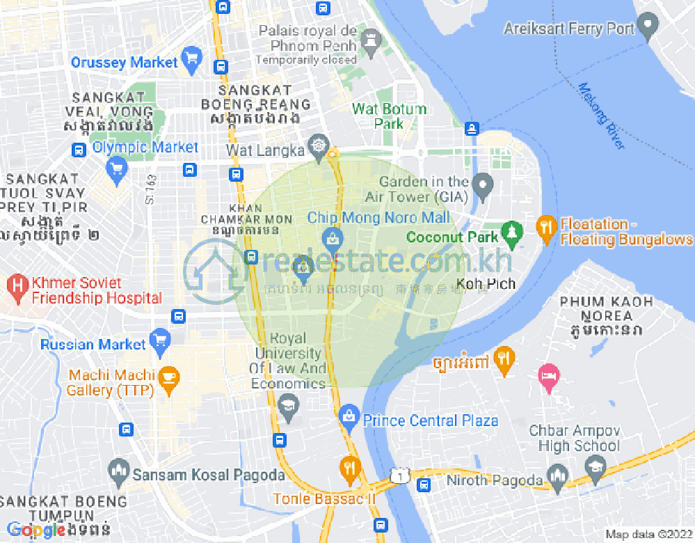 Map of Tonle Bassac, Chamkarmon, Phnom Penh