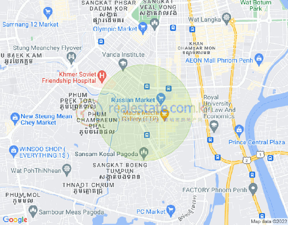 Map of Toul Tum Poung 1, Chamkarmon, Phnom Penh