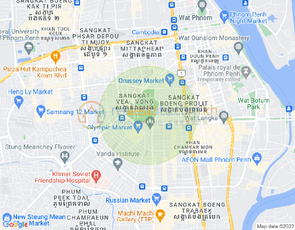 Mapa: Olimpijski, Boeng Keng Kang, Phnom Penh