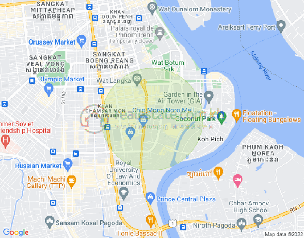 Carte de BKK 1, Boeng Keng Kang, Phnom Penh