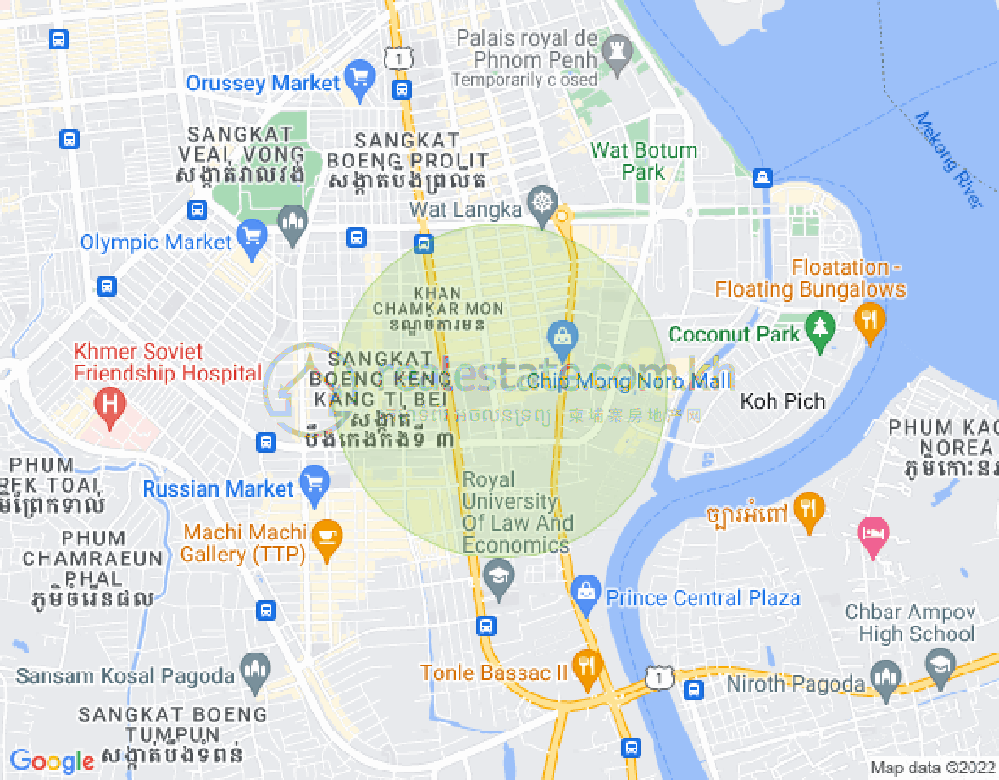 Map of BKK 1, Boeng Keng Kang, Phnom Penh