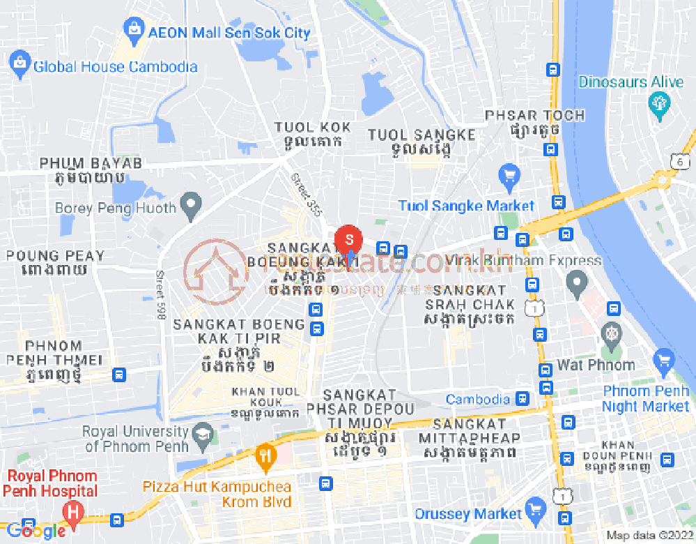 Map of Boeung Kak 1, Toul Kork, Phnom Penh