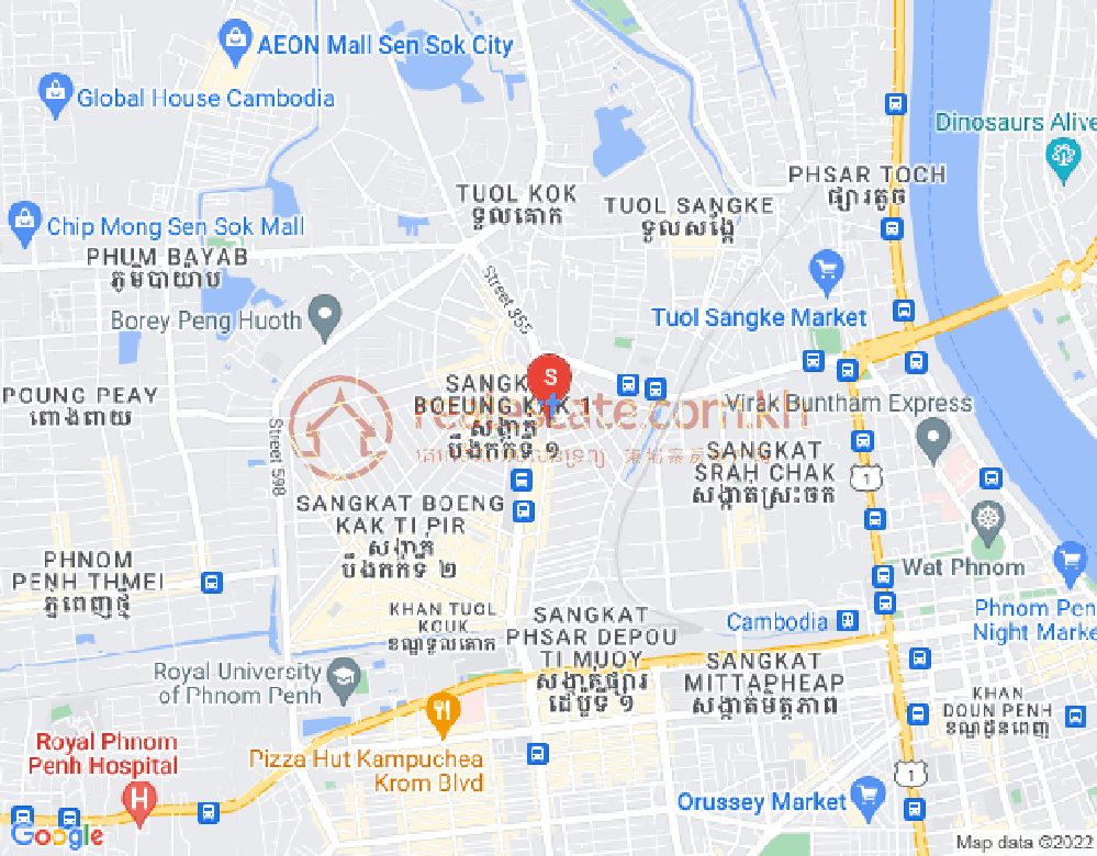 Map of Boeung Kak 1, Toul Kork, Phnom Penh