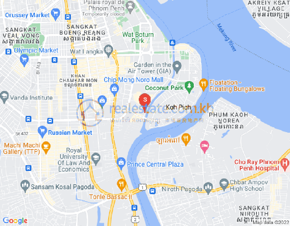 Map of Tonle Bassac, Chamkarmon, Phnom Penh