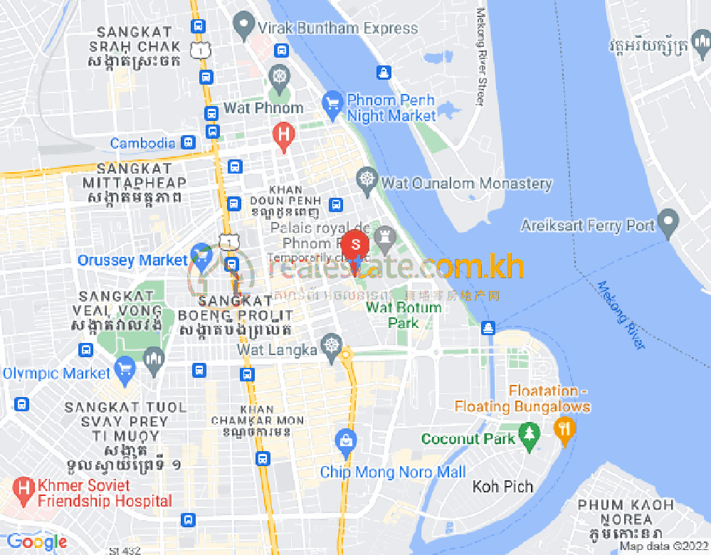 四臂湾分区, 隆边区, 金边地图