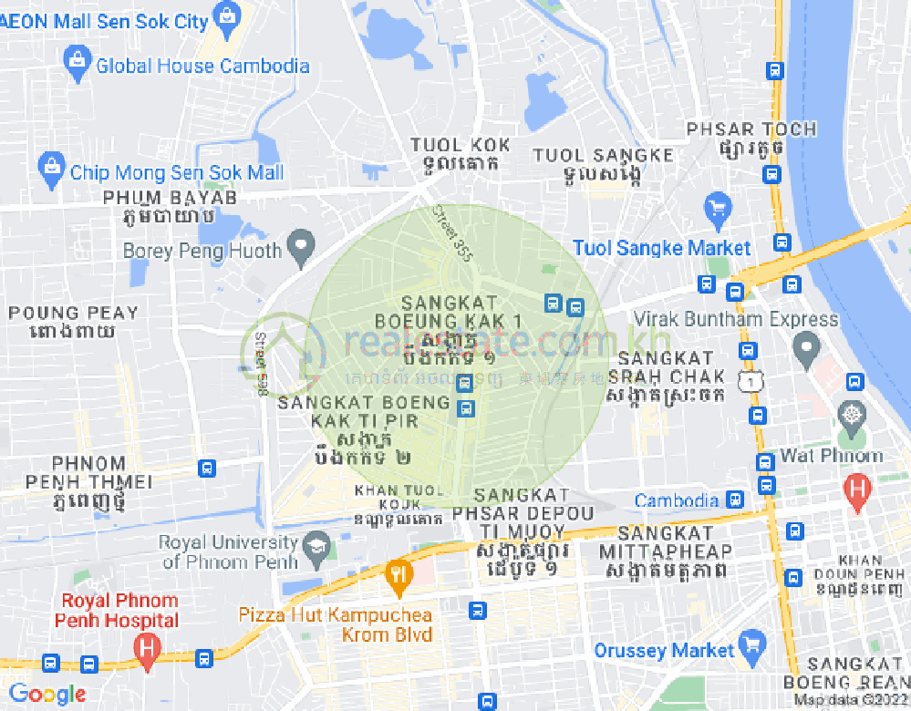 แผนที่ บึงกัก 1, ตuolโกก, พนมเปญ