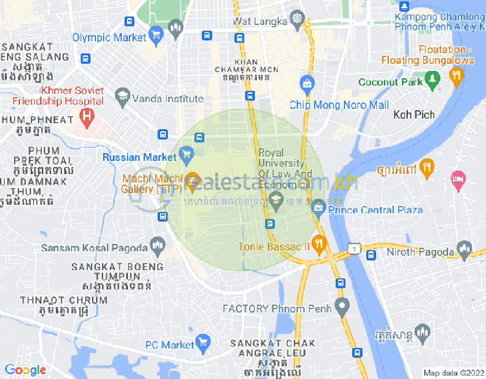 Mapa: Boeung Trabek, Chamkarmon, Phnom Penh