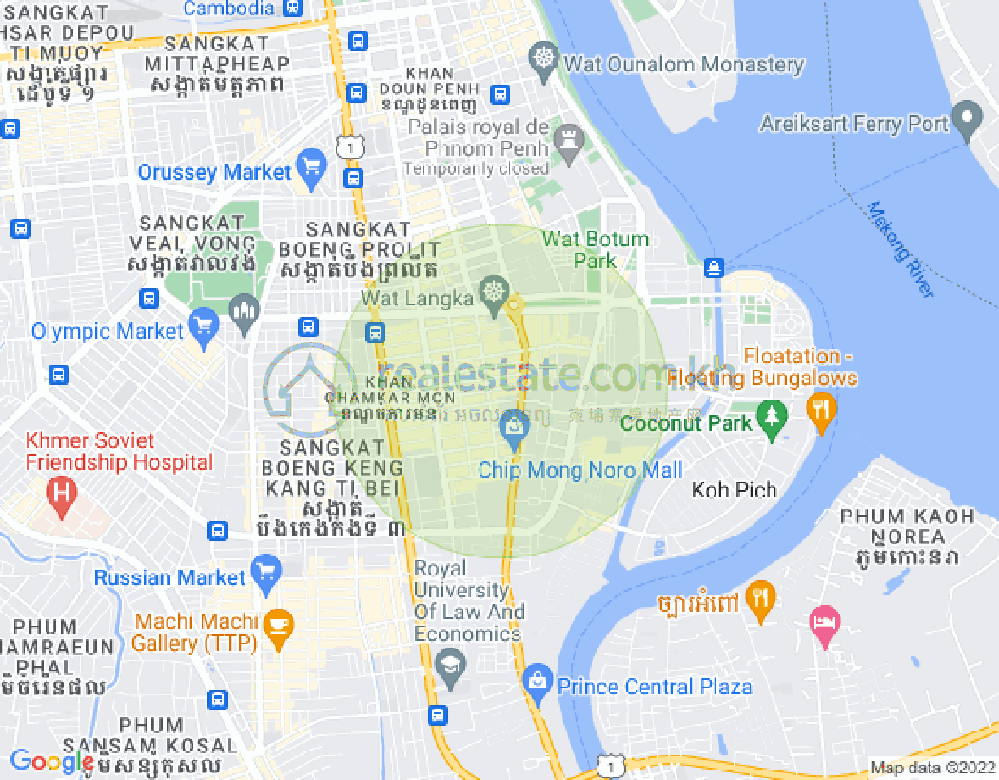 Mapa: BKK 1, Boeng Keng Kang, Phnom Penh
