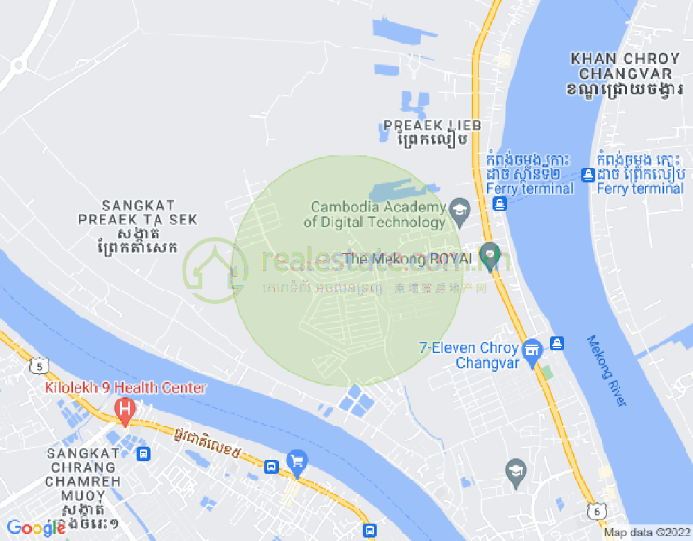 Preaek钽石岗, 水净华区, 金边地图