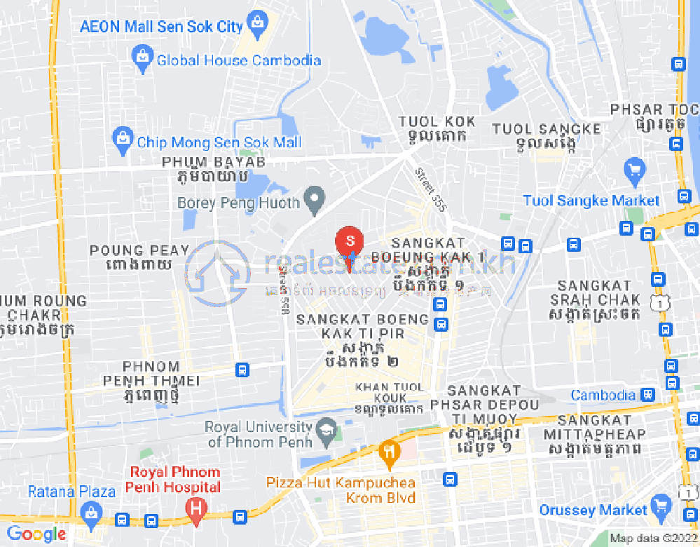 Map of Boeung Kak 1, Toul Kork, Phnom Penh