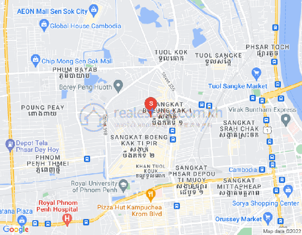 Map of Boeung Kak 1, Toul Kork, Phnom Penh