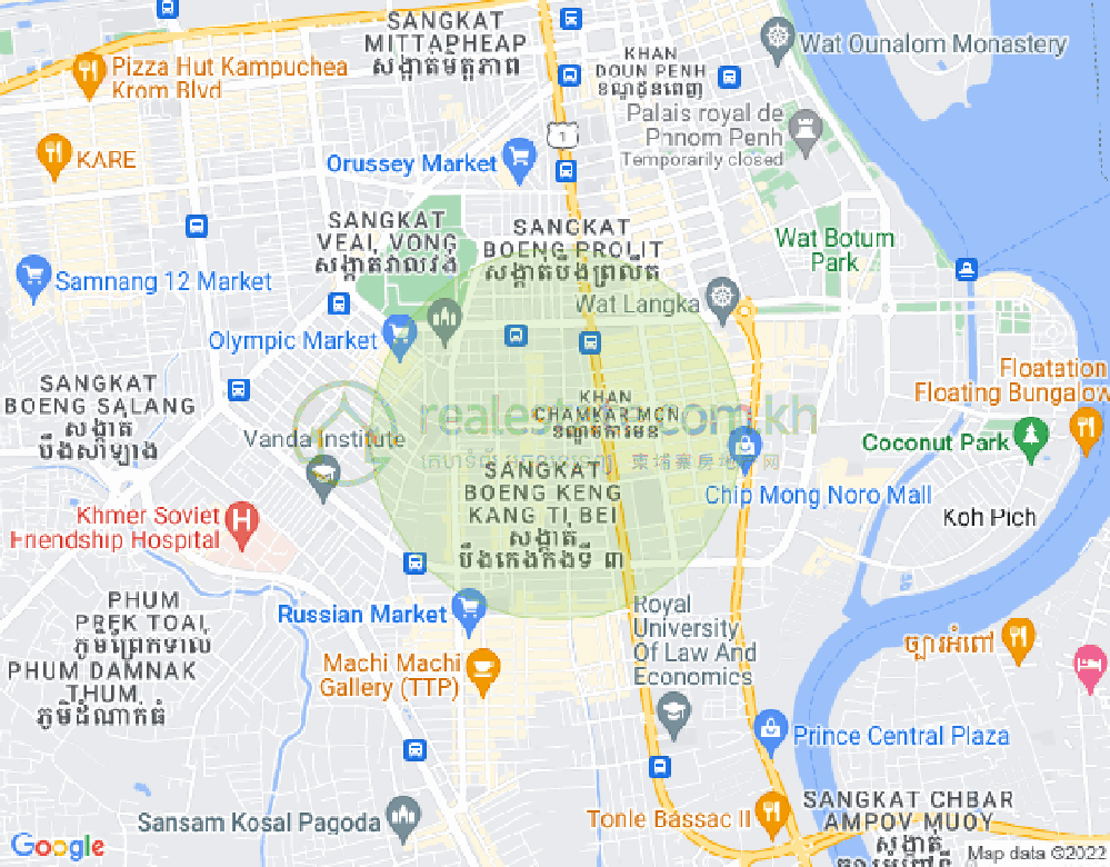 万景岗3分区（BKK3), 波哥堪, 金边地图