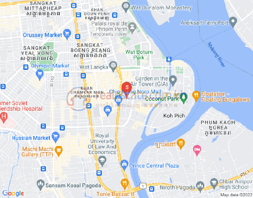 Mapa: Boeung Kak 1, Toul Kork, Phnom Penh