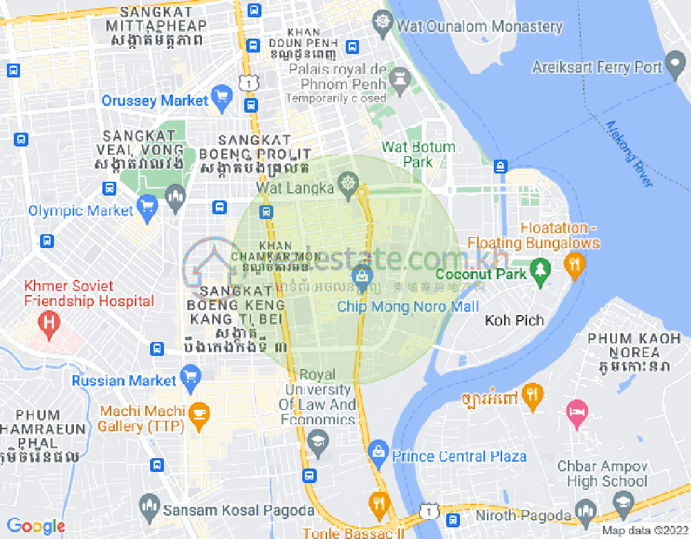 Mapa: BKK3, BKK 1, Boeng Keng Kang, Phnom Penh