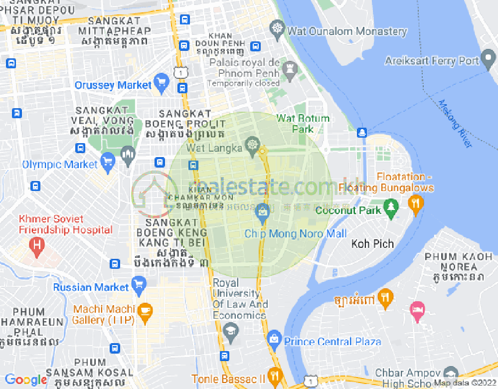 Mapa: BKK1, BKK 1, Boeng Keng Kang, Phnom Penh