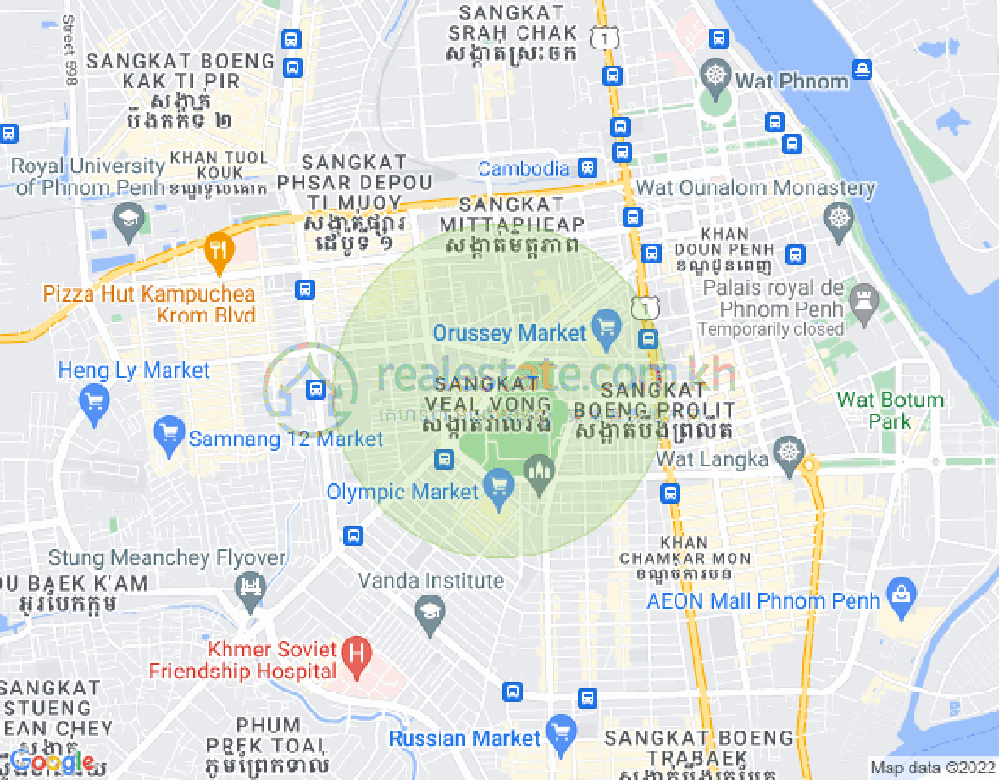 Mapa: Monireth 217, Veal Vong, 7 Makara, Phnom Penh