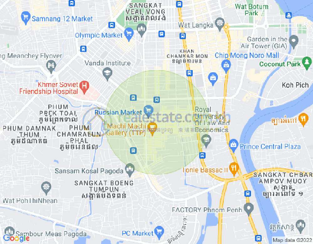 Map of Toul Tum Poung 1, Chamkarmon, Phnom Penh