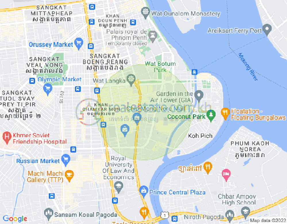 Carte de BKK 1, Boeng Keng Kang, Phnom Penh