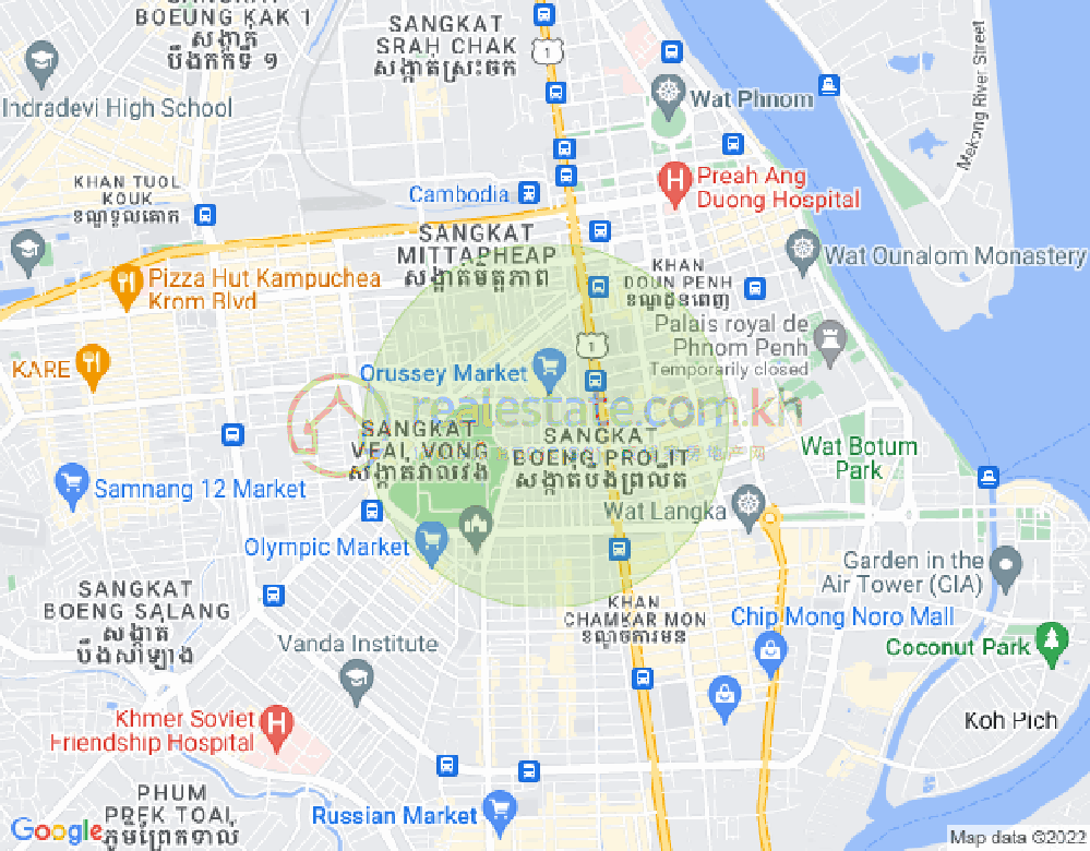 Boeung Prolit구역, 마카라구, 프놈펜 지도