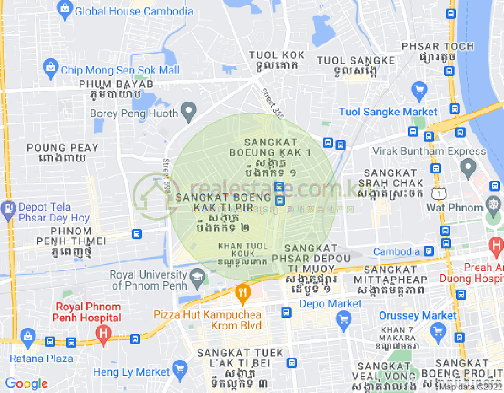 Tuek L'ak 2区, 堆谷区, 金边地图