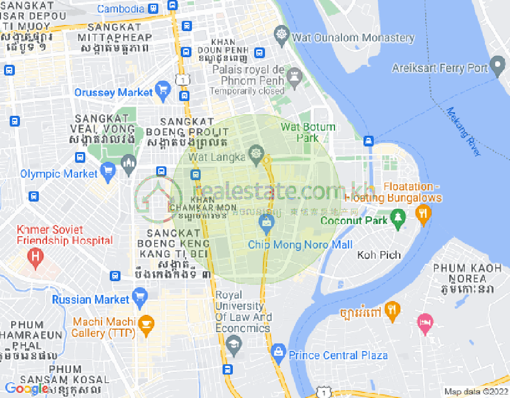 万景岗1分区（BKK1), 波哥堪, 金边地图