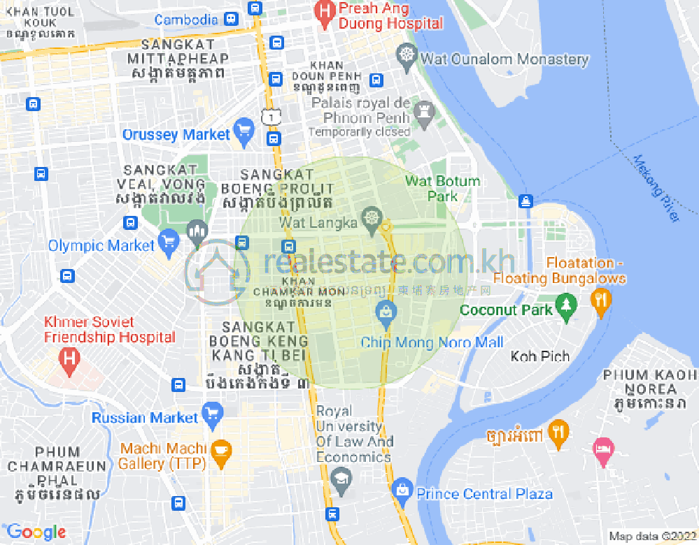 Mapa: BKK 1, Boeng Keng Kang, Phnom Penh