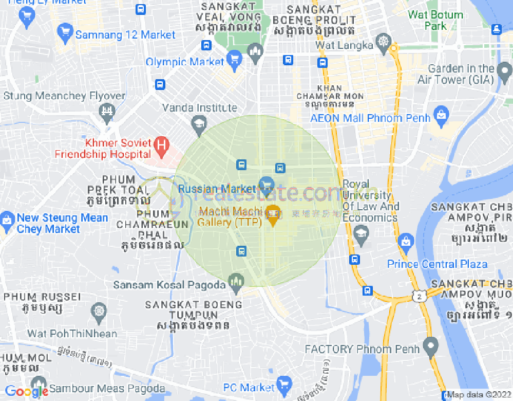 Map of Toul Tum Poung 1, Chamkarmon, Phnom Penh