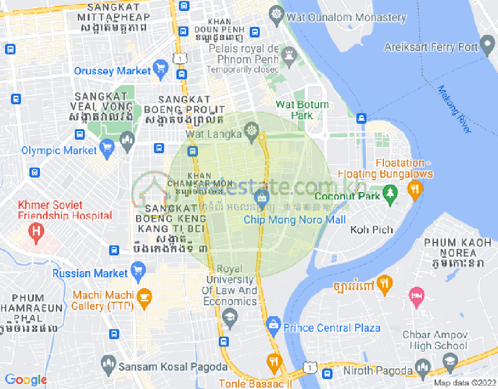 万景岗1分区（BKK1), 波哥堪, 金边地图