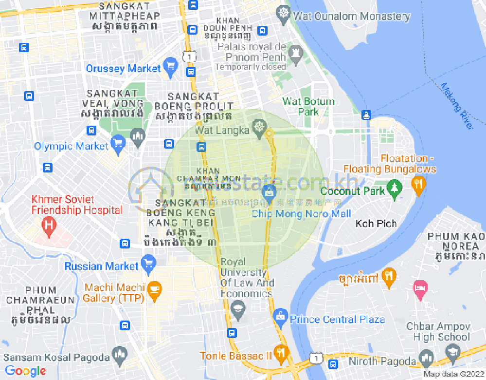 万景岗1分区（BKK1), 波哥堪, 金边地图