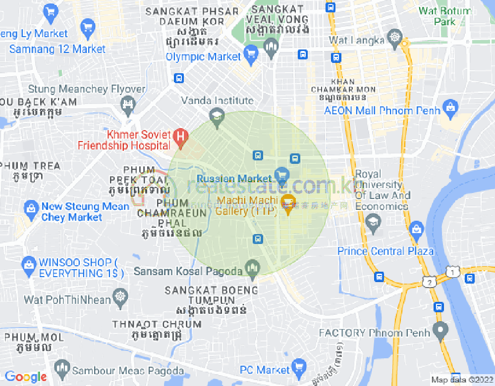 Map of Toul Tum Poung 1, Chamkarmon, Phnom Penh