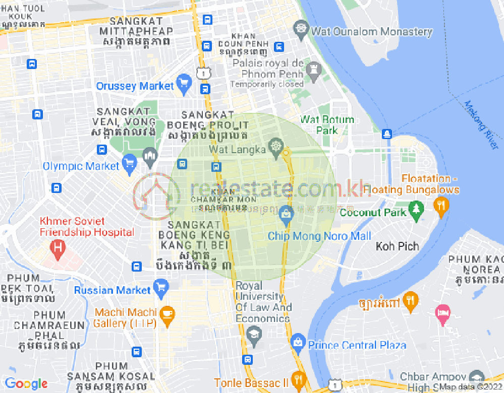 万景岗1分区（BKK1), 波哥堪, 金边地图