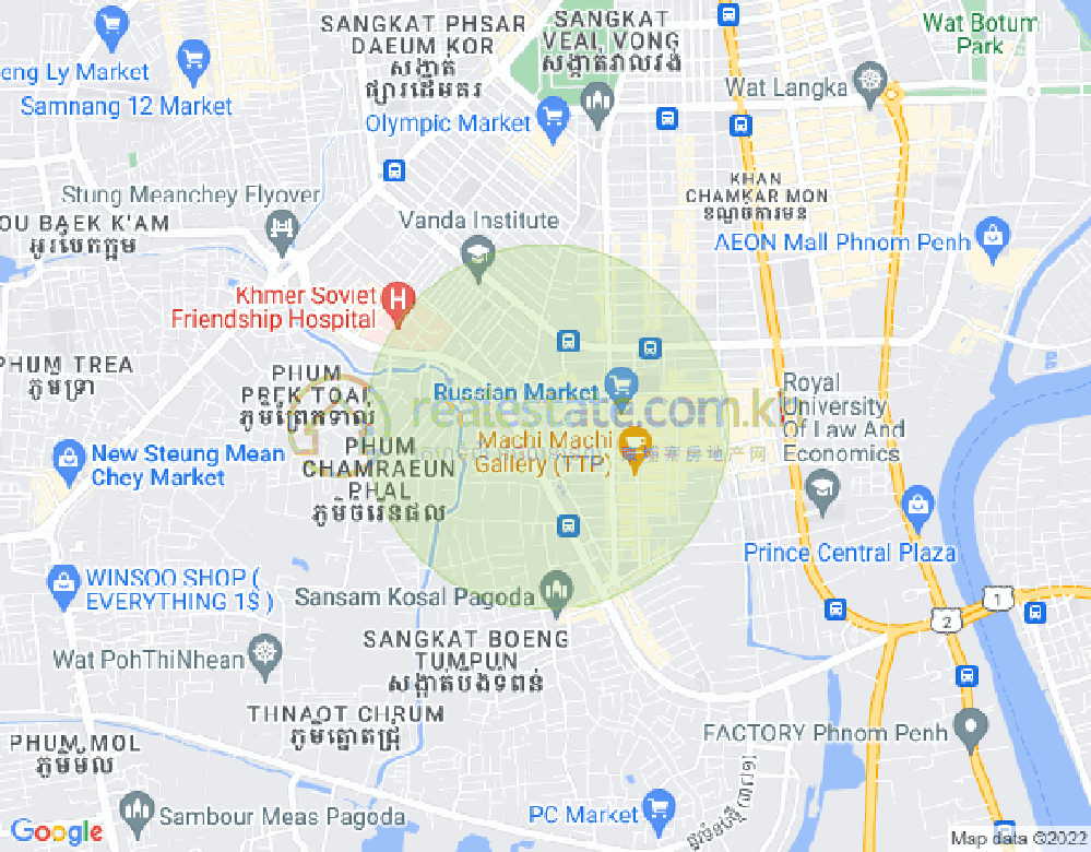 Map of Toul Tum Poung 1, Chamkarmon, Phnom Penh