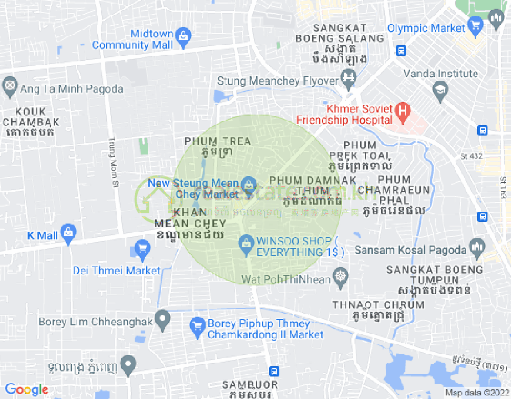 Stueng Mean chey区, 棉芷区, 金边地图