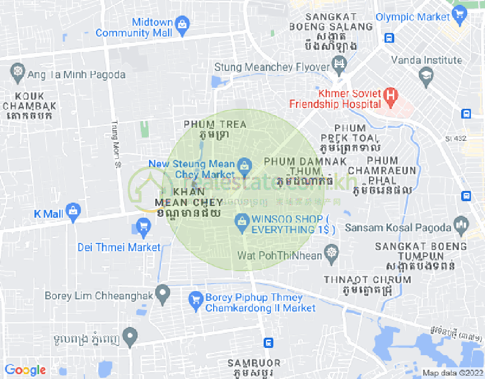 Stueng Mean chey区, 棉芷区, 金边地图