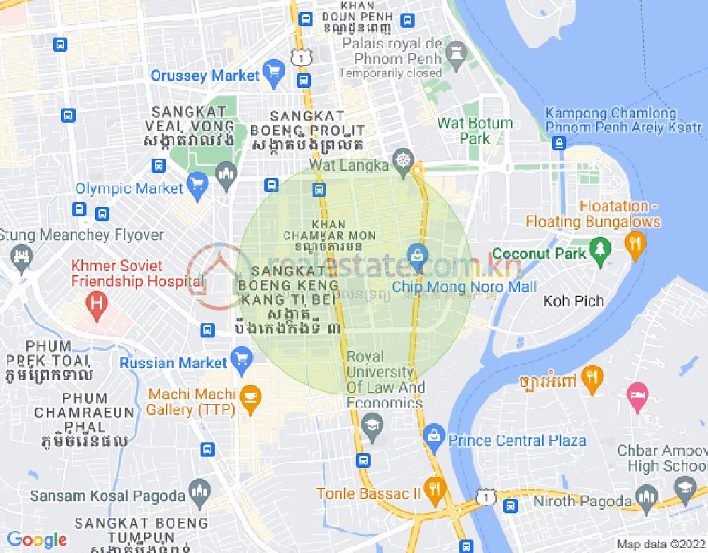 Map of Toul Tum Poung 1, Chamkarmon, Phnom Penh