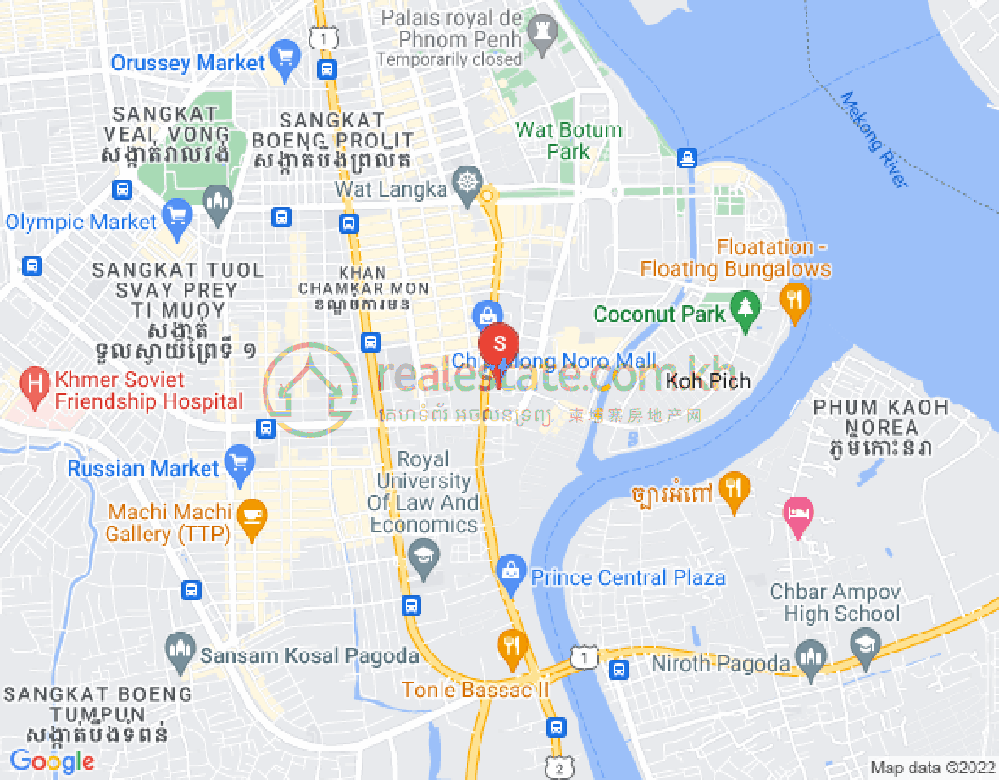 Карта Тонле Бассак, Чамкармон, Пномпень