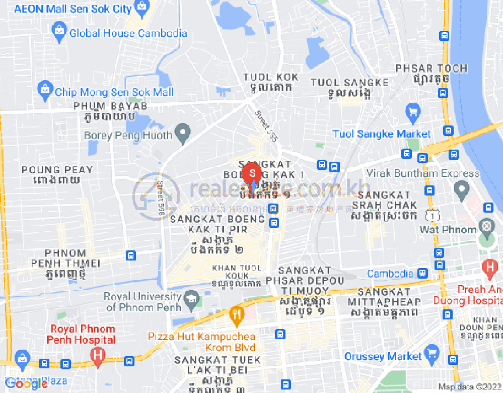 Map of Boeung Kak 1, Toul Kork, Phnom Penh