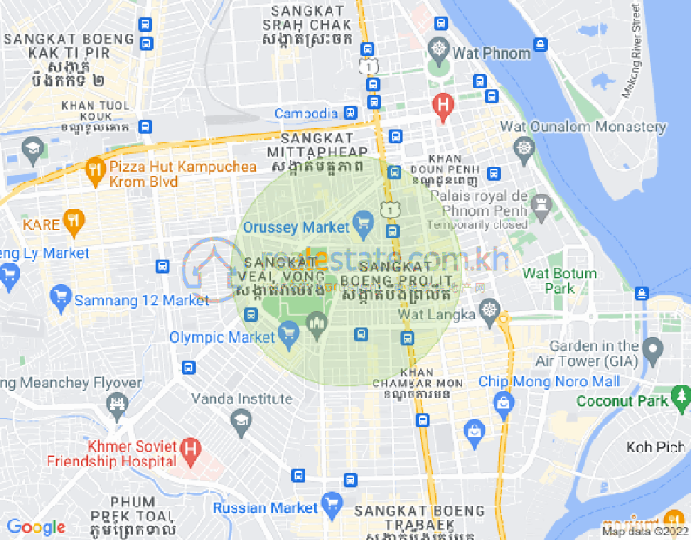 올림픽, 벙껭깡, 프놈펜 지도