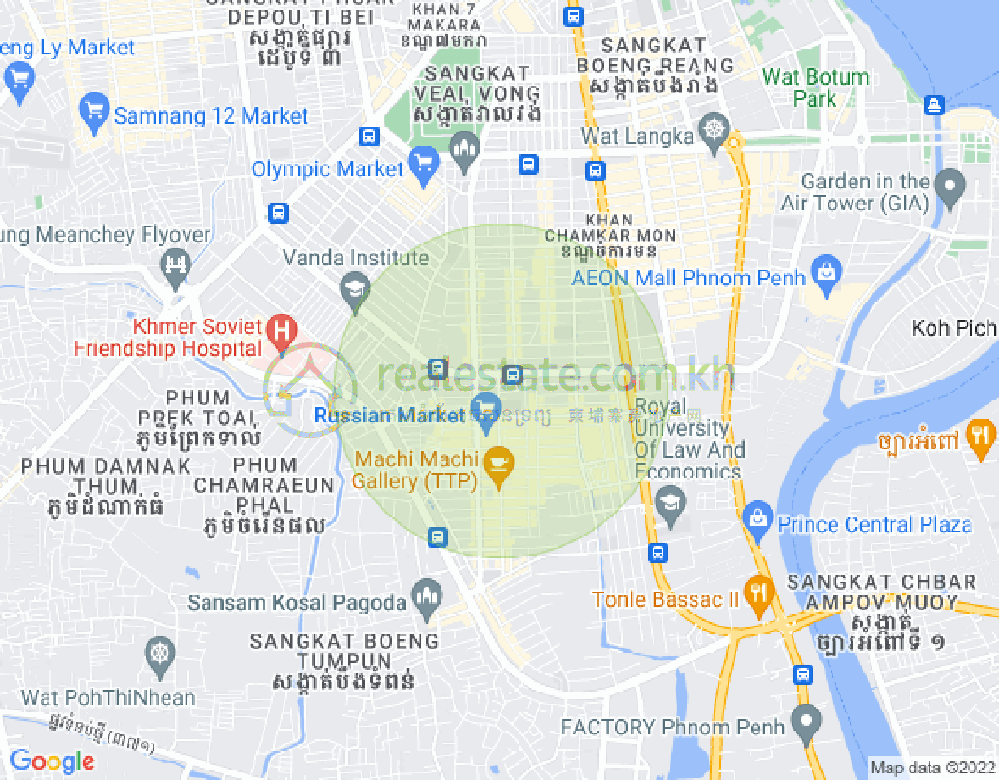 Map of Toul Tum Poung 1, Chamkarmon, Phnom Penh