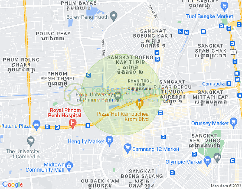 Mapa: Phsar Depou I, Toul Kork, Phnom Penh