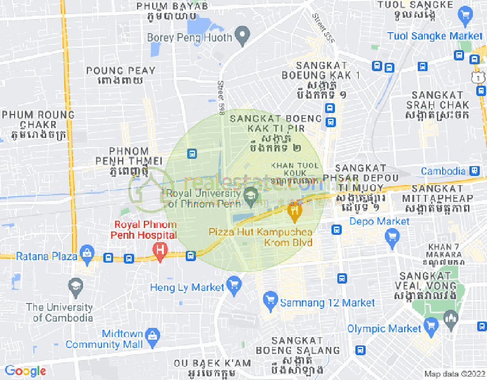 Mapa: Phsar Depou I, Toul Kork, Phnom Penh