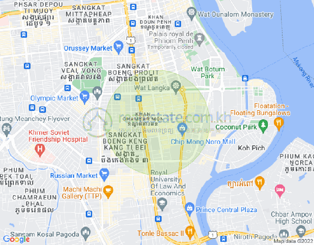 万景岗3分区（BKK3), 波哥堪, 金边地图