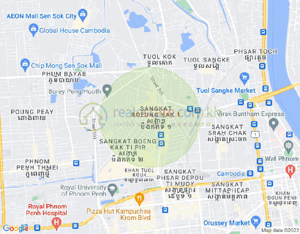 Map of Boeung Kak 2, Toul Kork, Phnom Penh
