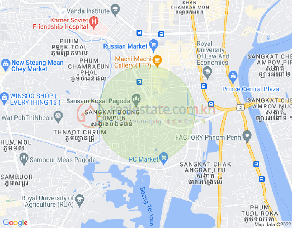Boeung Tumpun分区, 棉芷区, 金边地图