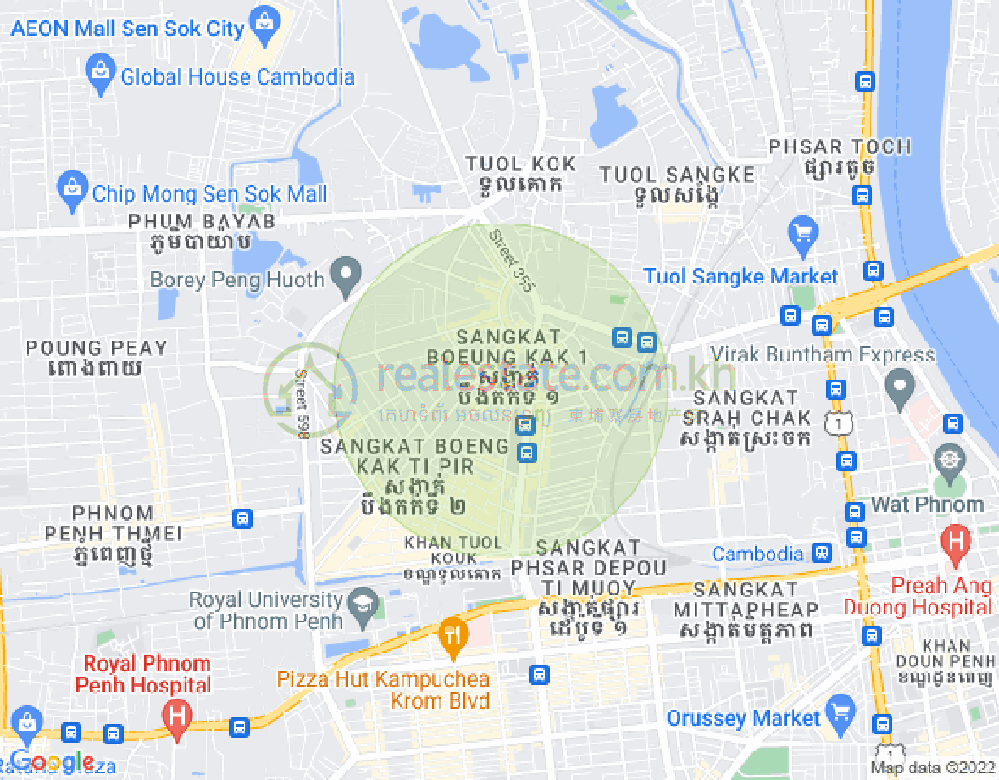 Mapa: Boeung Kak 2, Toul Kork, Phnom Penh
