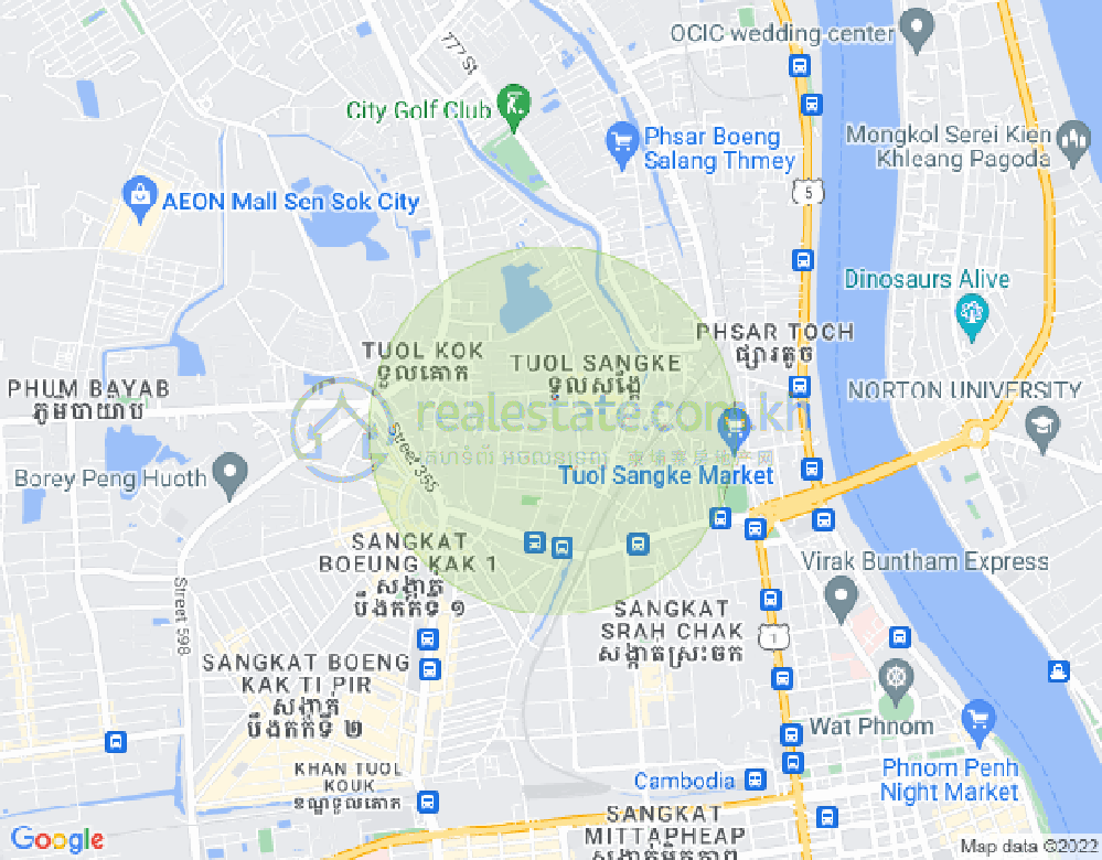 吐尔桑开1, 雷西郊区, 金边地图