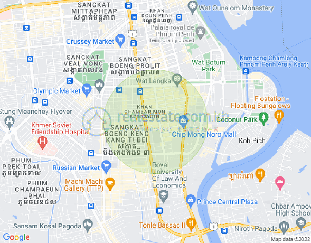 Map of BKK 1, Boeng Keng Kang, Phnom Penh