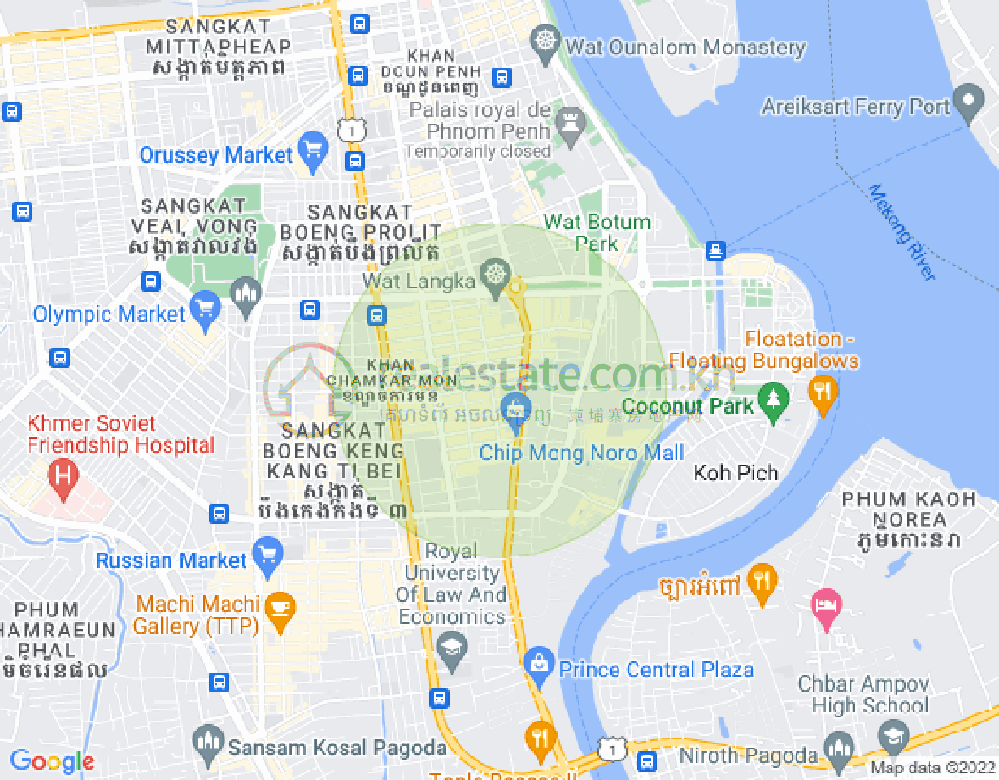 万景岗1分区（BKK1), 波哥堪, 金边地图