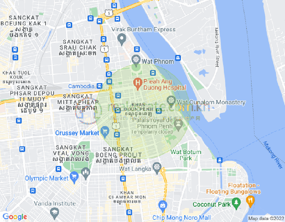 下市仔1分区, 隆边区, 金边地图