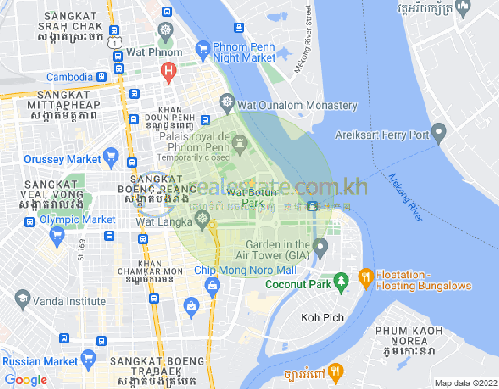 Mapa: Tonle Bassac, Chamkarmon, Phnom Penh